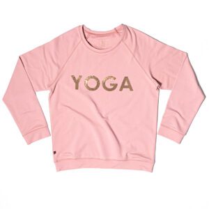 yoga sweater gold print
