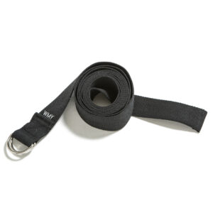 Yoga strap, yoga belt in black.