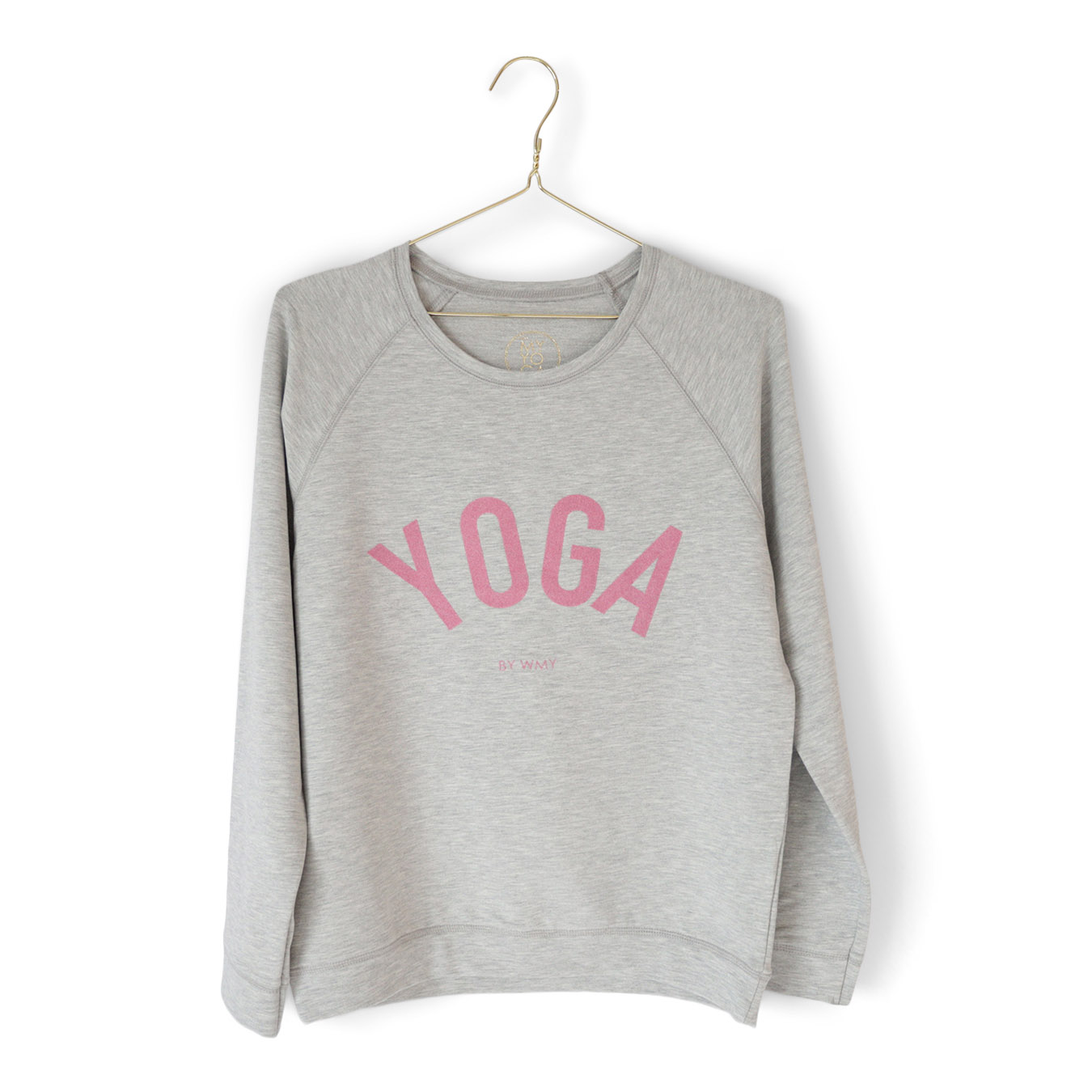 Grå tröja med YOGA tryck i rosa.