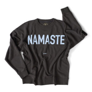Namaste sweatshirt Dark Petrol Green with very lightblue 