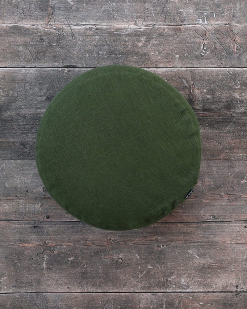 Green Meditation Pouf. Grön Meditationspuff. Linne Puff Meditationskudde Grön