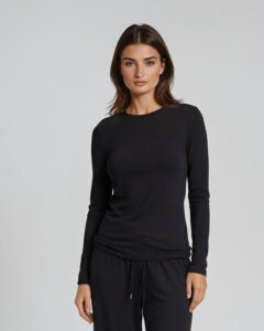 Black LS Slim Top Svart Långärmad Top