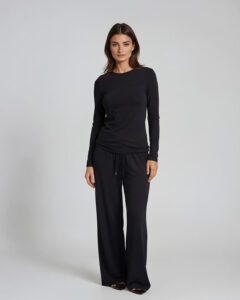 Black LS Slim Top Svart Långärmad Top