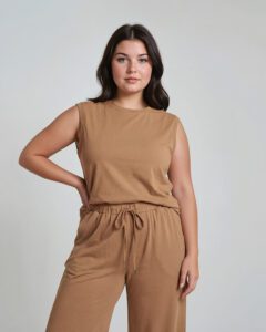 Loose tank top, cinnamon, Löst sittande tank top, kanel