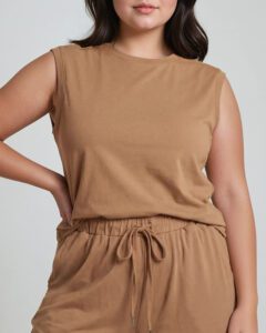 Loose tank top, cinnamon, Löst sittande tank top, kanel