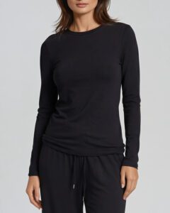 Black LS Slim Top Svart Långärmad Top