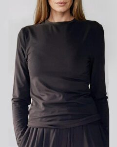 Black LS Slim Top Svart Långärmad Top