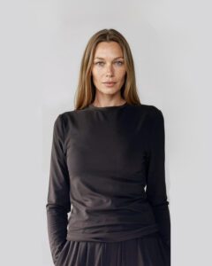 Black LS Slim Top Svart Långärmad Top