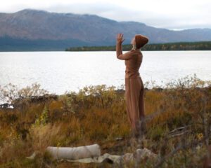 Clara wearing the Cinnamon Lounge Set