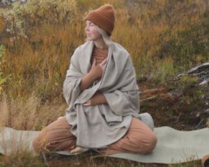 Clara wearing the Cinnamon Lounge Set