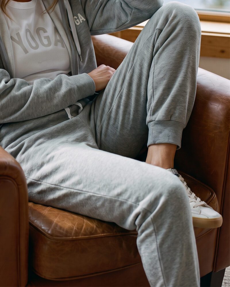 Grey Melange YOGA Sweatshirt. Sweatshirt i grått med YOGA tryckt i vitt fram. Grå Sweatpants