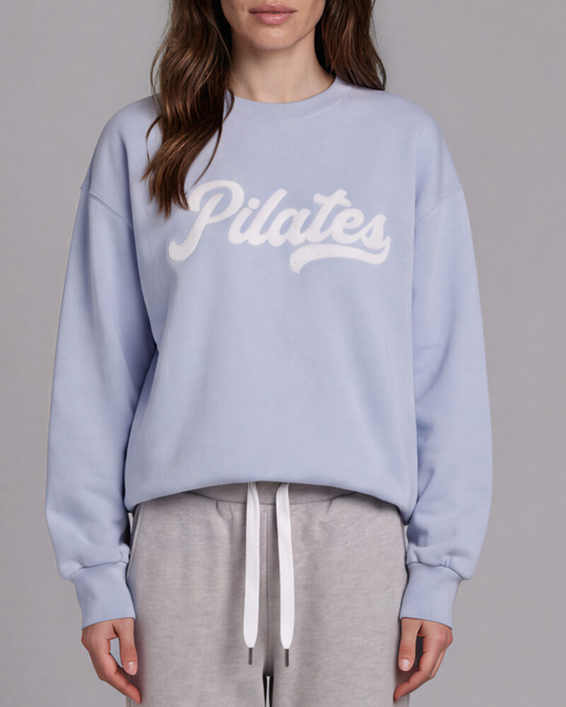 Himmelsblå Pilates Sweatshirt. Cloudblue Pilates Sweatshirt. Himmelblau Pilates Sweatshirt.
