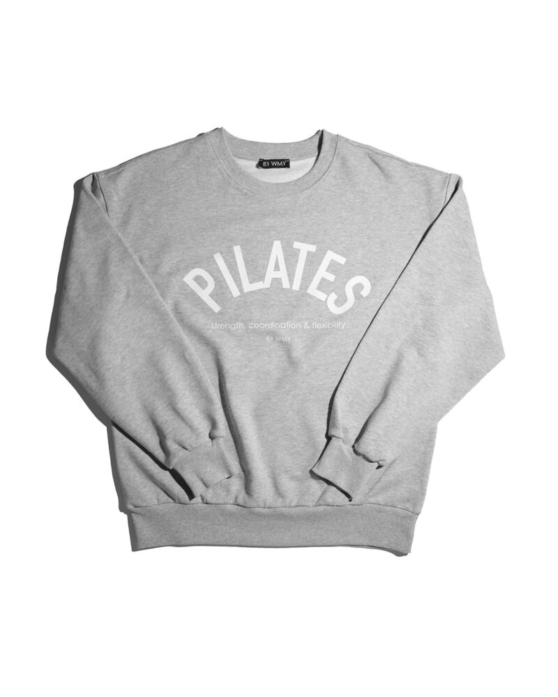 Graue Pilates Sweatshirt. Grey Pilates Sweatshirt. Grå Pilates Sweatshirt.