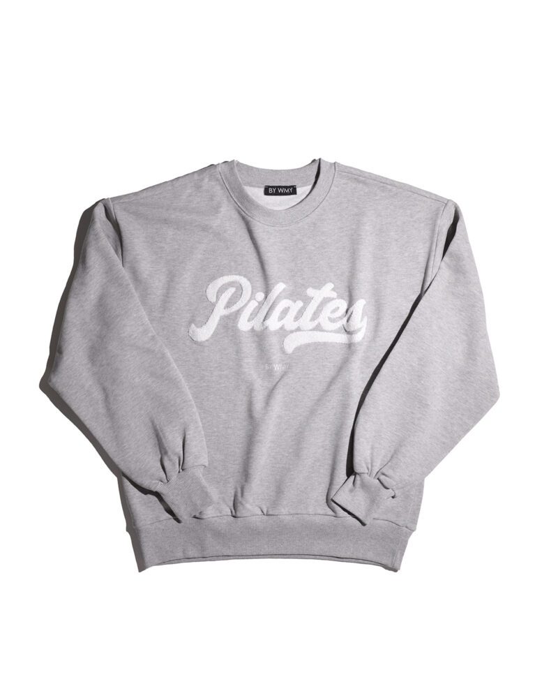Graue Pilates Sweatshirt. Grey Pilates Sweatshirt. Grå Pilates Sweatshirt.