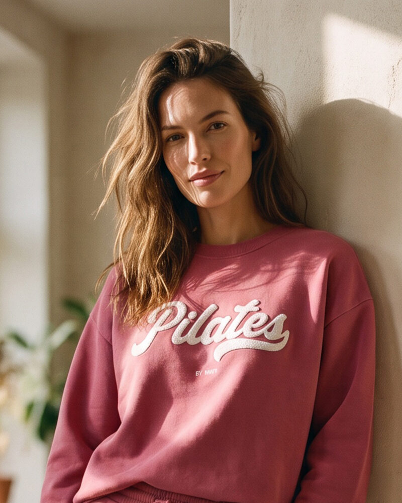 Hallonrosa Pilates Sweatshirt. Raspberrypink Pilates Sweatshirt. Himbeerrosa Pilates Sweatshirt.
